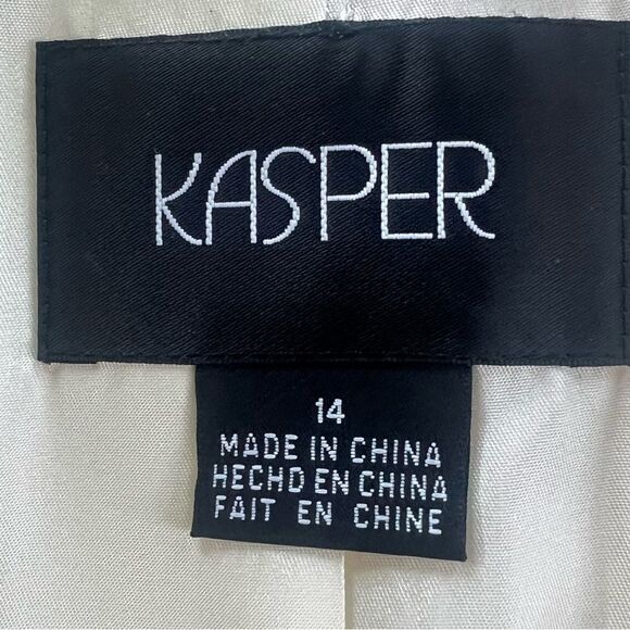 KASPER Rare Wool Blend Boucle Ivory Single Breasted Trench Overcoat Jacket SZ 14 - Picture 15 of 16